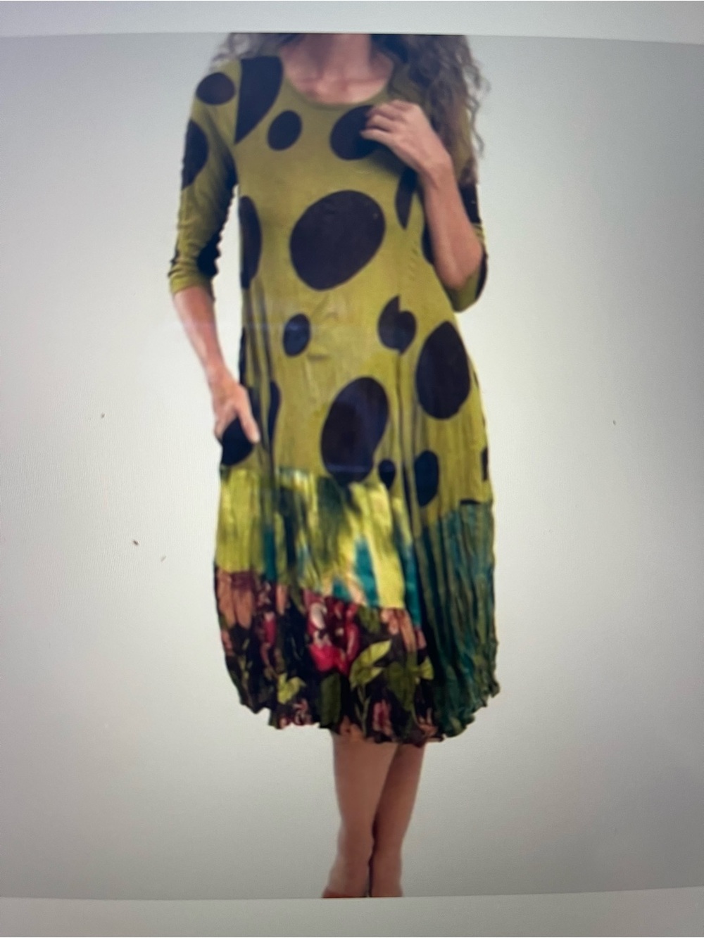 Alembika Olive and Brown Polka Dot Midi Dress